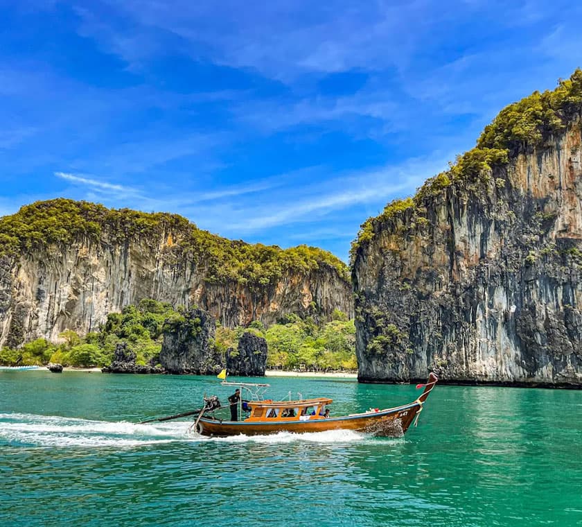 Longtail boat departure to Koh Hong, Krabi
